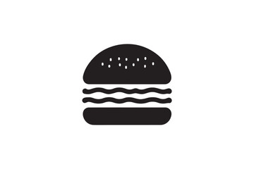 simple and subtle burger vector silhouette black and white, set against a white background. 