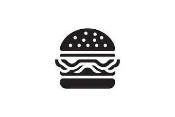 simple and subtle burger vector silhouette black and white, set against a white background. 