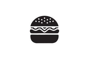 simple and subtle burger vector silhouette black and white, set against a white background. 