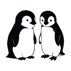 Fototapeta premium Baby Penguin silhouette clipart vector graphic.