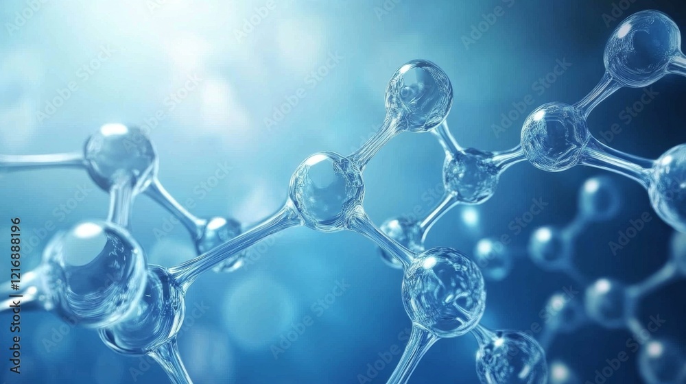 Canvas Prints molecular structure in blue science background featuring interconnected atoms and dynamic bonds, ide