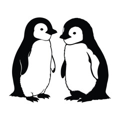 Baby Penguin silhouette clipart vector.