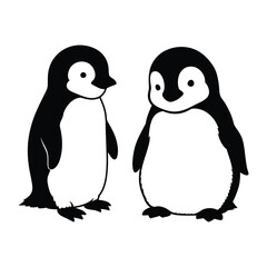 Baby Penguin silhouette clipart bundle.