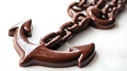 A chocolate anchor with realistic edible chain links