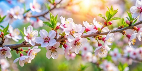 Aromatic fruit blossoms on a tree branch in early spring