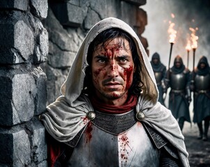 A Templar knight against the enemies