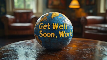 Globe Get Well Soon World message, home interior, recovery