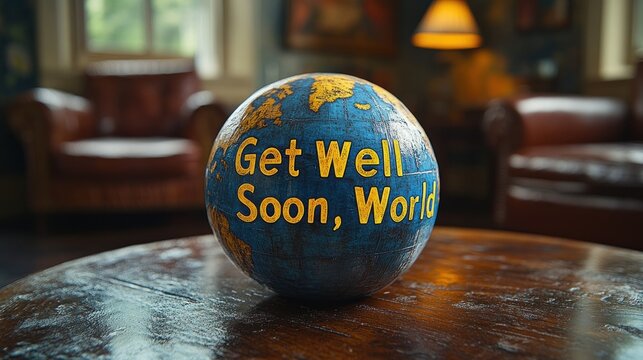 Globe Get Well Soon World message, home interior, recovery