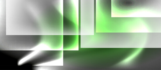 Fototapeta premium Dark neon colors with glass square shapes