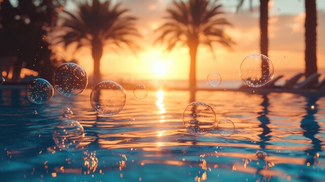 Summer vibes bubbles and bliss at a sunset pool party
