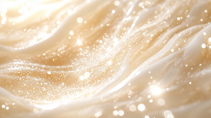 Naklejka premium A close-up of glowing, flawless skin after a facial treatment, with light patterns reflecting a radiant surface