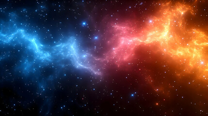 Naklejka premium Cosmic Nebula with Glowing Blue and Orange Hues