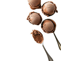 Chocolate Ice Cream Scoops White Background