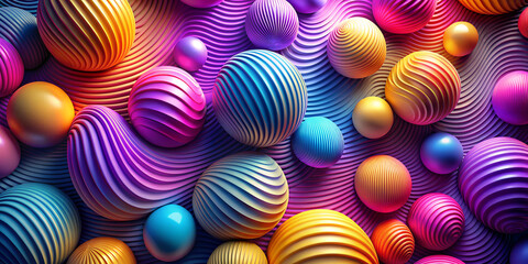 Colorful abstract wallpaper featuring textured spheres in vibrant hues and smooth curves creating an engaging visual effect