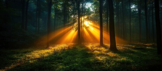 Obraz premium Sunrise Forest Mystical Rays