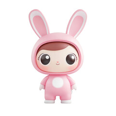 Obraz premium Cute pink bunny character toy studio digital image playful close-up whimsical design