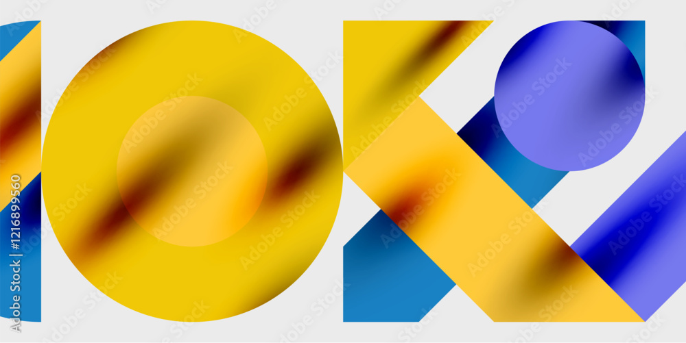 Poster Modern abstract background featuring circles, lines, and triangles in a dynamic geometric composition. Perfect for stylish, tech, or creative-themed designs
