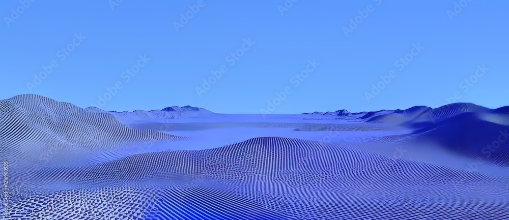 Poster abstract wave featuring flowing dots and lines. depiction of particle movement. illustration using c