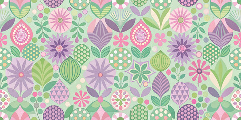 Gentle abstraction background featuring colorful shapes and floral patterns with a soft pastel palette for a soothing visual experience