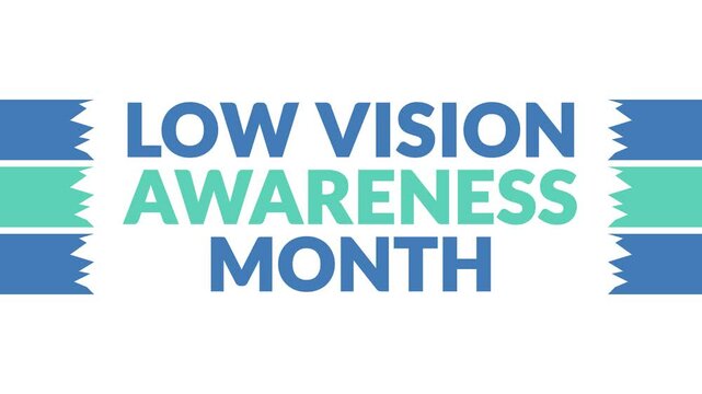 Low Vision Awareness Month In and Out text from split line animation on a White background. Which is observed every year in February to celebrate Low Vision Awareness Month.