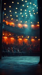 Obraz premium Staging drama blurred actors under dramatic lighting