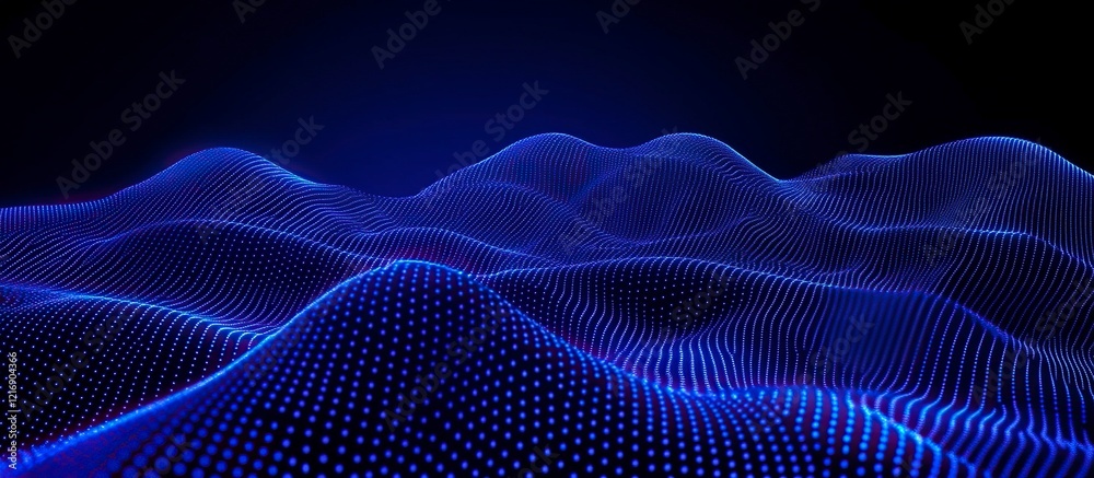 Poster Abstract blue background with dots and lines in technology style vector presentation design concept style for internet network connection data, 