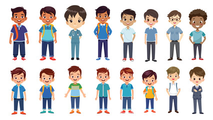 Fototapeta premium flat cartoon of a young boy