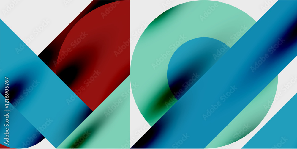 Aufkleber Modern abstract background featuring circles, lines, and triangles in a dynamic geometric composition. Perfect for stylish, tech, or creative-themed designs