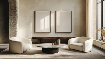 Modern Minimalist Living Room with Cozy Furniture and Natural Light