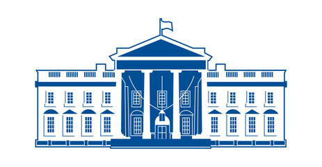 Blue and White Vector White House Illustration