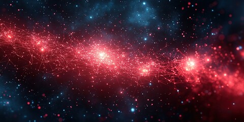 Obraz premium Vivid cosmic landscape featuring red celestial elements against a dark starry background