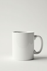 Fototapeta premium A Plain White Mug, Simple and Elegant, Ready for Customization and Personalization with Designs or Text for a Unique and Memorable Gift