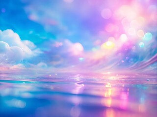 Dreamy Pastel Holographic Gradient Background with Copy Space - Tilt-Shift Effect