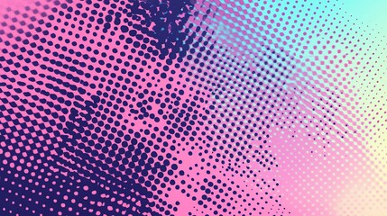 Abstract Halftone Pattern: Vibrant Pink, Blue, and Yellow Gradient
