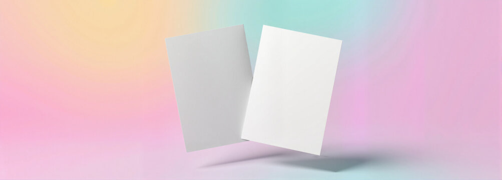 Double-Sided Flyer Mockup on pastel gradient background