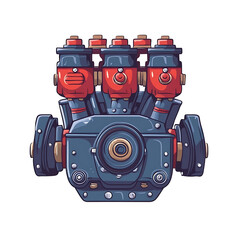 Fototapeta premium Hand-drawn mechanical engine flat icon
