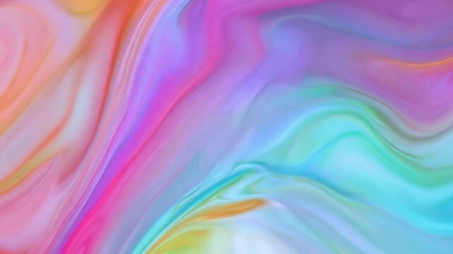 Close up shot capture multicolored blurred gradients flowing in smooth, wavy patterns, resembling a slow-motion dance of light and color, ideal for abstract, dreamy, or artistic footage needs.
