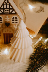 White Freestanding Candles - Christmas Candles - Warm Cozy Photo - Cozy Background