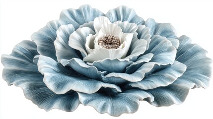 Elegant Blue and White Floral Arrangement with Petals and Texture