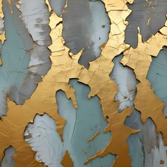 Naklejka premium Vintage cracked paint texture with gold highlights 