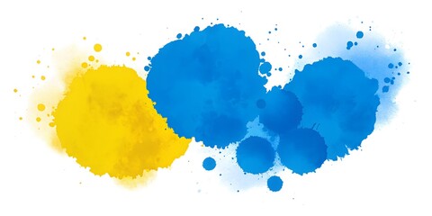 Vibrant blue and yellow watercolor splashes create an artistic background for creative projects and design work