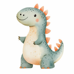 Adorable watercolor image of cute dinosaur. Good for nursery frame art, postcards, posters, prints. Ai generated © danceyourlife
