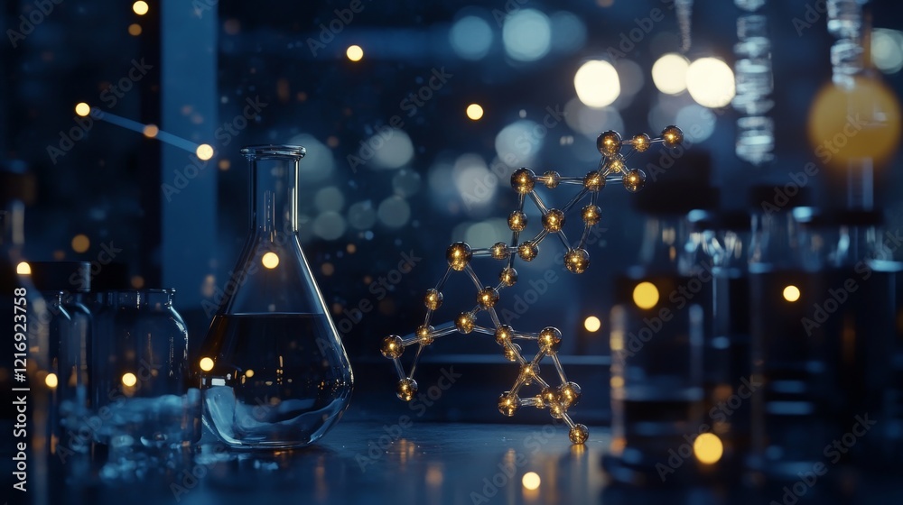 Canvas Prints scientific researchers conducting experiments with molecular models in a high-tech laboratory, analy
