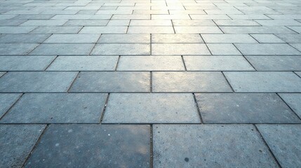 Fototapeta premium Sunlit Stone Pavement A Textured Perspective of Interlocking Rectangular Blocks
