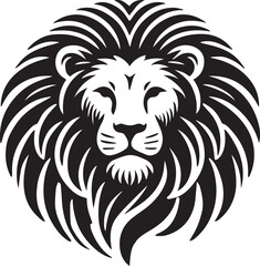 Lion roar and face of king of  jungle  vector black and white 