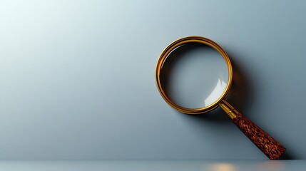 Magnifying glass resting on a smooth surface illuminating fine details of objects in a quiet study environment