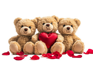 toy teddy bear with love hearth isolated on transparent background. Valentine teddy bear toy