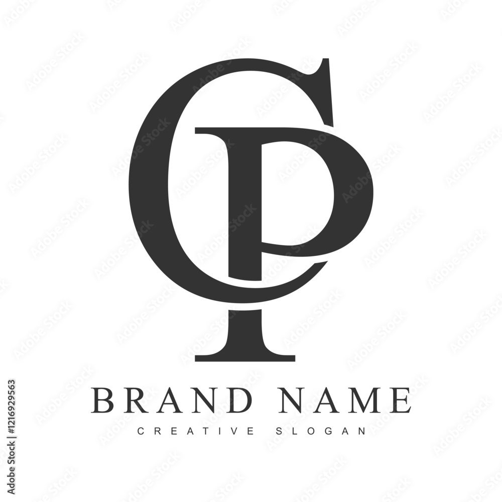 Fototapete cp trendy logotype template. initial letter c and p classic font style. creative logo for company na