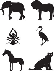set of animals silhouettes