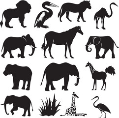 set of animals silhouettes